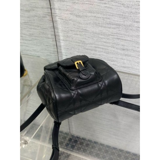 Migliore Repliche Zaino piccolo Dior Caro in pelle di agnello macrocannage nera Economiche Outlet Online