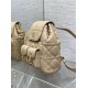 Replica perfetta Zaino medio Dior Caro in pelle di agnello macrocannage beige Imitazione Outlet Online