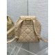 Replica perfetta Zaino medio Dior Caro in pelle di agnello macrocannage beige Imitazione Outlet Online