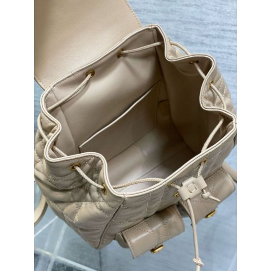 Replica perfetta Zaino medio Dior Caro in pelle di agnello macrocannage beige Imitazione Outlet Online