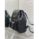 Miglior Falso Zaino medio Dior Caro in pelle di agnello nero Macrocannage Economiche Premium