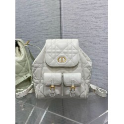 Migliore Repliche Zaino medio Dior Caro in pelle di agnello bianco Macrocannage Economiche Outlet Online