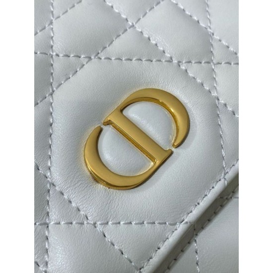 Migliore Repliche Zaino medio Dior Caro in pelle di agnello bianco Macrocannage Economiche Outlet Online