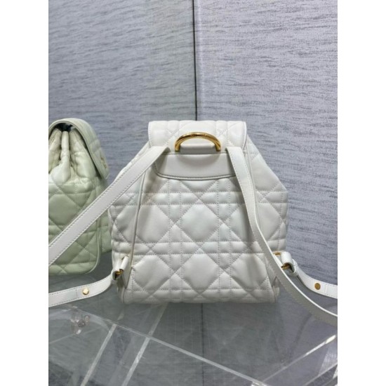 Migliore Repliche Zaino medio Dior Caro in pelle di agnello bianco Macrocannage Economiche Outlet Online