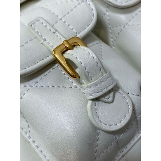 Migliore Repliche Zaino medio Dior Caro in pelle di agnello bianco Macrocannage Economiche Outlet Online