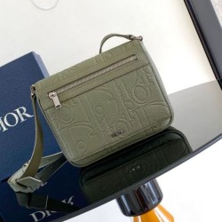 Perfette Qualità Repliche Borsa a tracolla da uomo Dior con patta in pelle kaki Gravity Imitazione