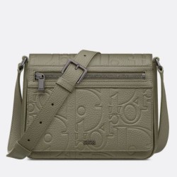 Perfette Qualità Repliche Borsa a tracolla da uomo Dior con patta in pelle kaki Gravity Imitazione