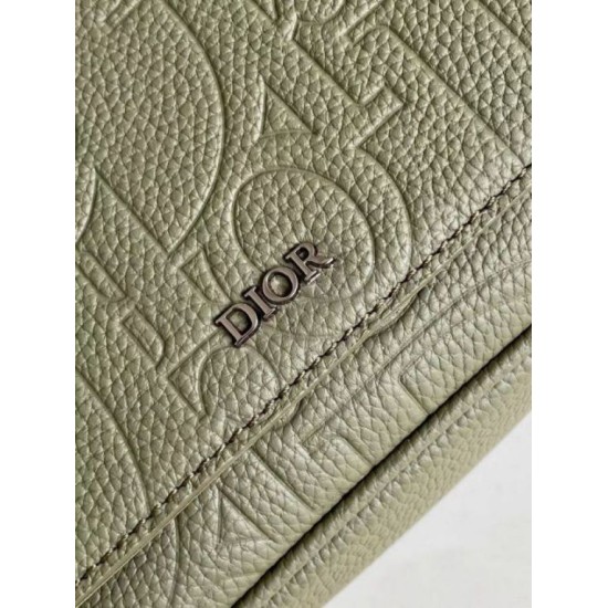Perfette Qualità Repliche Borsa a tracolla da uomo Dior con patta in pelle kaki Gravity Imitazione