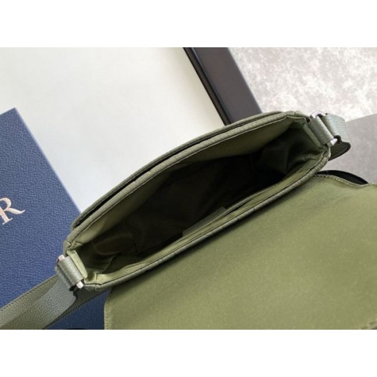 Perfette Qualità Repliche Borsa a tracolla da uomo Dior con patta in pelle kaki Gravity Imitazione