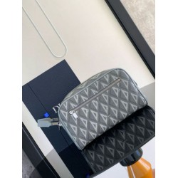 Replica perfetta Borsa da toilette Dior in tela grigia CD Diamond Imitazione Outlet Online