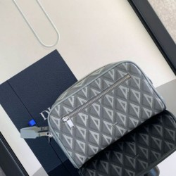Replica perfetta Borsa da toilette Dior in tela grigia CD Diamond Imitazione Outlet Online