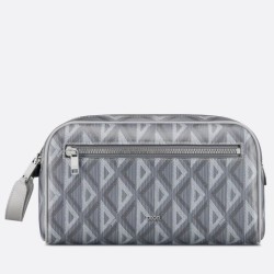 Replica perfetta Borsa da toilette Dior in tela grigia CD Diamond Imitazione Outlet Online