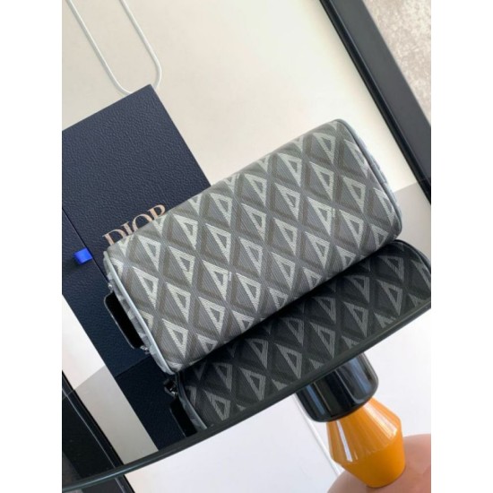Replica perfetta Borsa da toilette Dior in tela grigia CD Diamond Imitazione Outlet Online