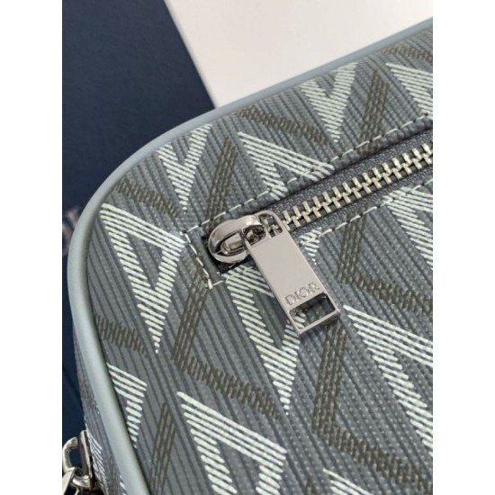 Replica perfetta Borsa da toilette Dior in tela grigia CD Diamond Imitazione Outlet Online