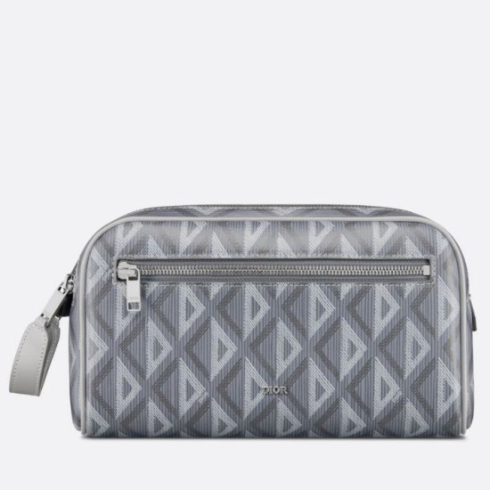 Replica perfetta Borsa da toilette Dior in tela grigia CD Diamond Imitazione Outlet Online