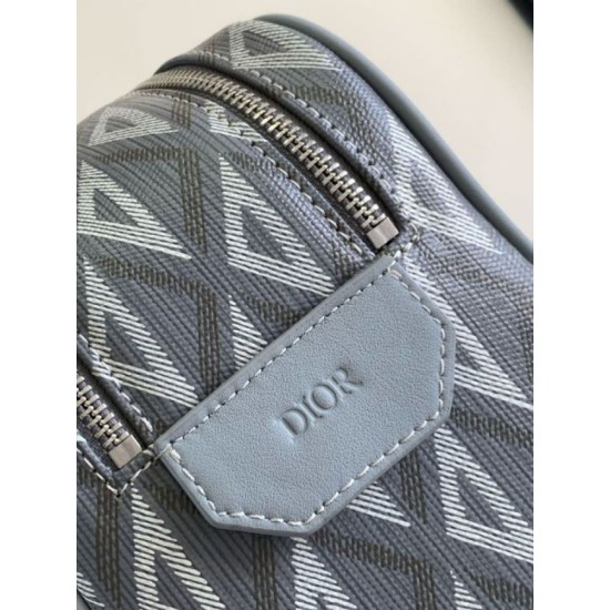 Replica perfetta Borsa da toilette Dior in tela grigia CD Diamond Imitazione Outlet Online