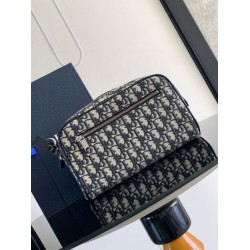 Migliore Repliche Borsa da toilette Dior in jacquard beige obliquo Dior Economiche Outlet Online