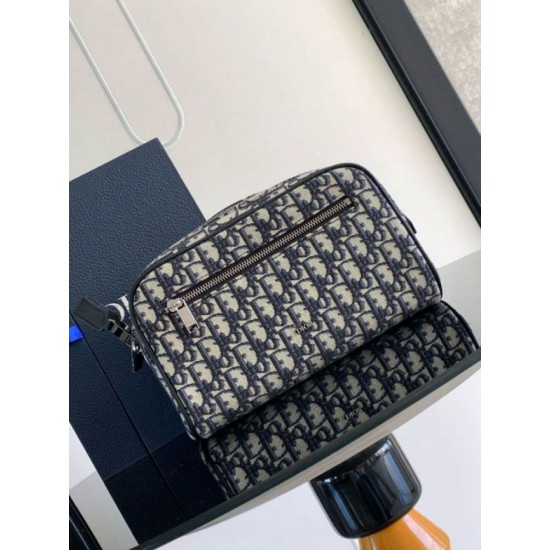 Migliore Repliche Borsa da toilette Dior in jacquard beige obliquo Dior Economiche Outlet Online