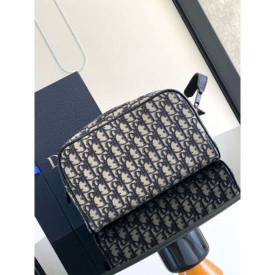 Migliore Repliche Borsa da toilette Dior in jacquard beige obliquo Dior Economiche Outlet Online