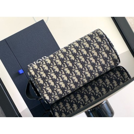 Migliore Repliche Borsa da toilette Dior in jacquard beige obliquo Dior Economiche Outlet Online