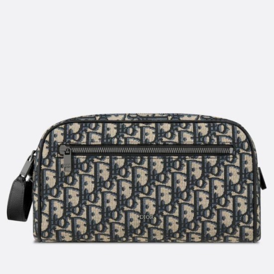 Migliore Repliche Borsa da toilette Dior in jacquard beige obliquo Dior Economiche Outlet Online