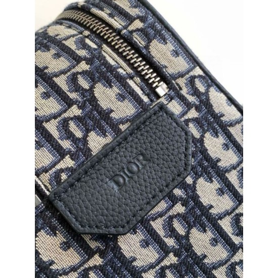 Migliore Repliche Borsa da toilette Dior in jacquard beige obliquo Dior Economiche Outlet Online