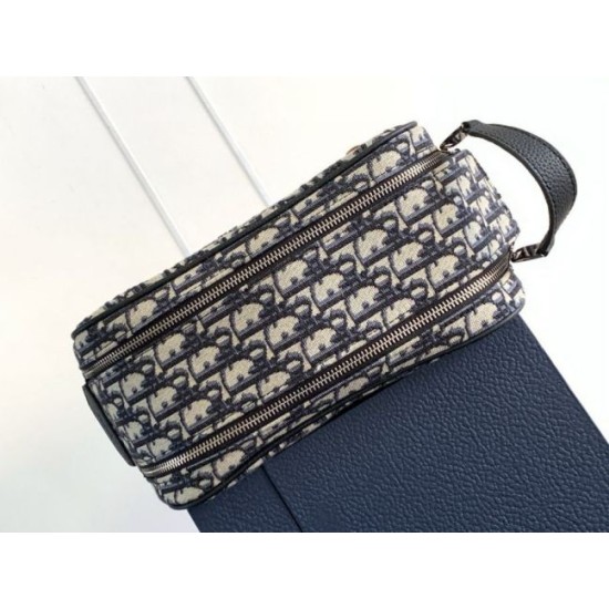 Migliore Repliche Borsa da toilette Dior in jacquard beige obliquo Dior Economiche Outlet Online