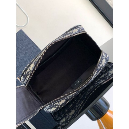 Migliore Repliche Borsa da toilette Dior in jacquard beige obliquo Dior Economiche Outlet Online