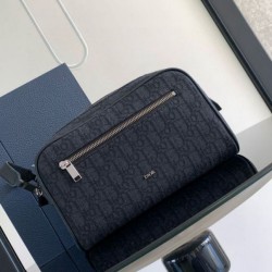 Migliore Repliche Borsa da toilette Dior in jacquard nero obliquo Dior Economiche Outlet Online