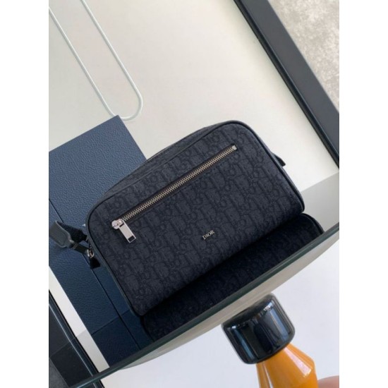 Migliore Repliche Borsa da toilette Dior in jacquard nero obliquo Dior Economiche Outlet Online