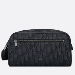 Migliore Repliche Borsa da toilette Dior in jacquard nero obliquo Dior Economiche Outlet Online