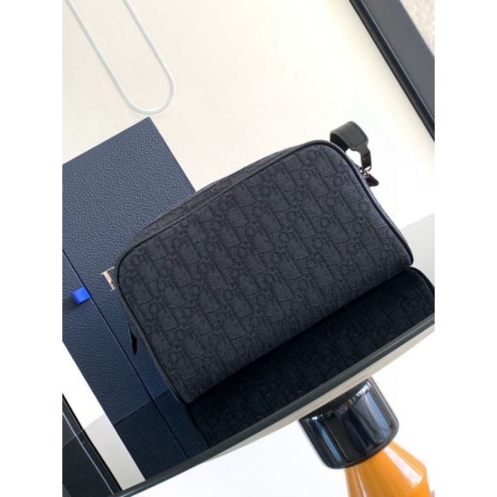 Migliore Repliche Borsa da toilette Dior in jacquard nero obliquo Dior Economiche Outlet Online
