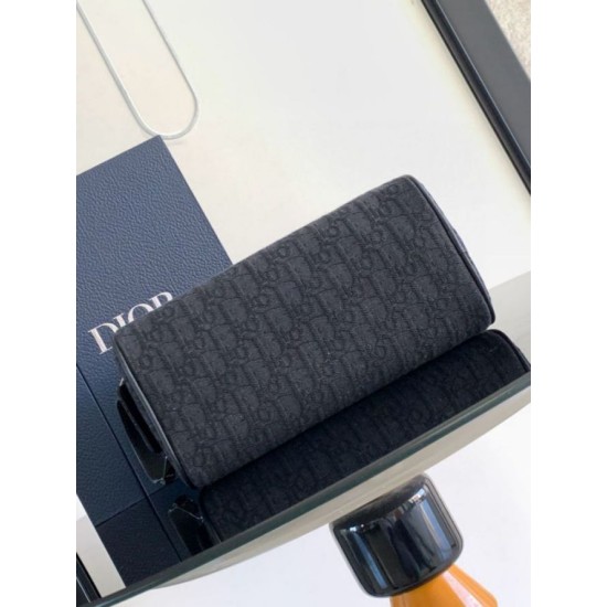 Migliore Repliche Borsa da toilette Dior in jacquard nero obliquo Dior Economiche Outlet Online