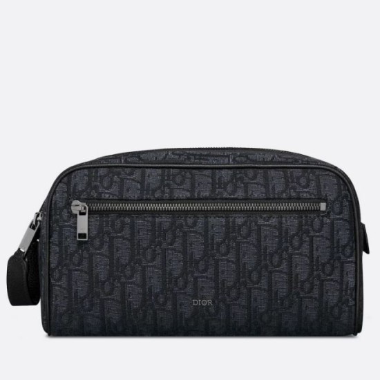Migliore Repliche Borsa da toilette Dior in jacquard nero obliquo Dior Economiche Outlet Online
