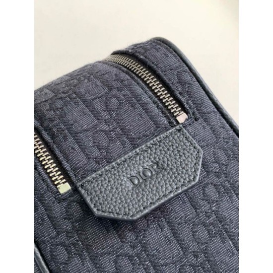 Migliore Repliche Borsa da toilette Dior in jacquard nero obliquo Dior Economiche Outlet Online