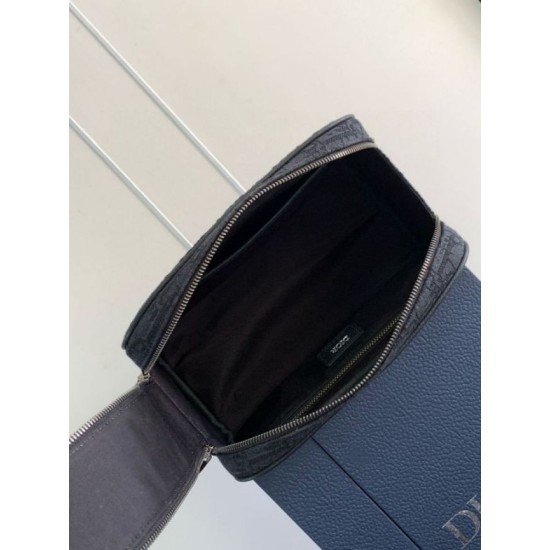 Migliore Repliche Borsa da toilette Dior in jacquard nero obliquo Dior Economiche Outlet Online