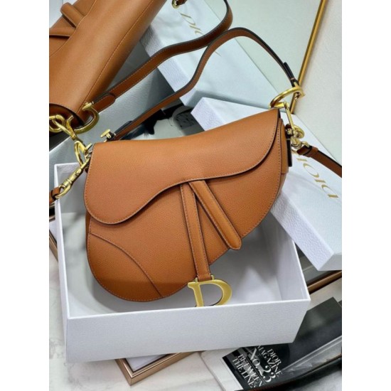 Miglior Falso Borsa Saddle Dior con tracolla in pelle di vitello martellata marrone Economiche Premium