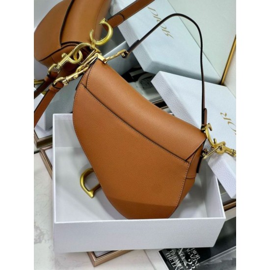 Miglior Falso Borsa Saddle Dior con tracolla in pelle di vitello martellata marrone Economiche Premium