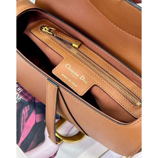 Miglior Falso Borsa Saddle Dior con tracolla in pelle di vitello martellata marrone Economiche Premium