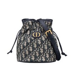 Migliore Repliche Dior 30 Montaigne Mini Bucket Bag con coulisse Blu scuro Economiche Outlet Online