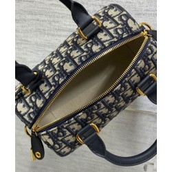 Replica perfetta Borsa Dior Groove 20 Dior Oblique jacquard Blu scuro Imitazione Outlet Online
