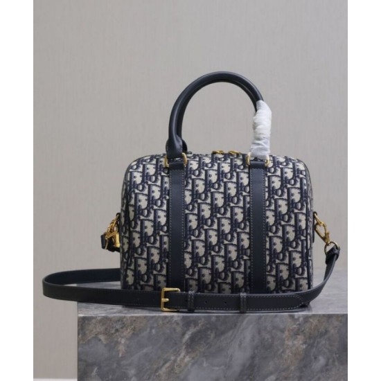 Perfette Qualità Repliche Borsa Dior Groove 25 Oblique jacquard Blu scuro Imitazione