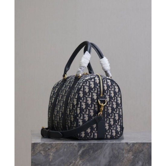 Perfette Qualità Repliche Borsa Dior Groove 25 Oblique jacquard Blu scuro Imitazione