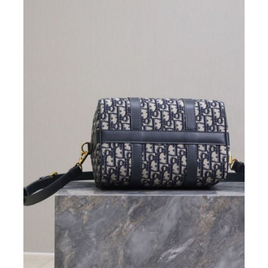 Perfette Qualità Repliche Borsa Dior Groove 25 Oblique jacquard Blu scuro Imitazione