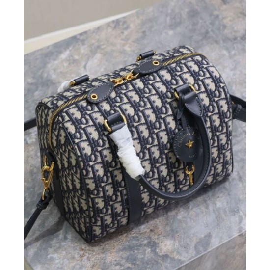 Perfette Qualità Repliche Borsa Dior Groove 25 Oblique jacquard Blu scuro Imitazione