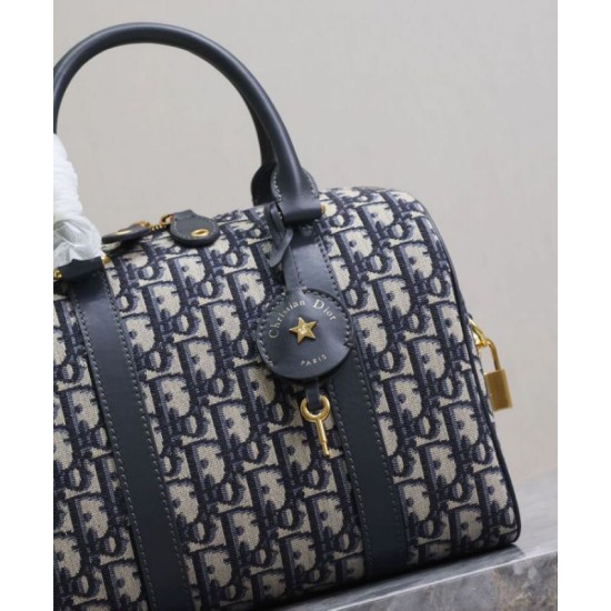 Perfette Qualità Repliche Borsa Dior Groove 25 Oblique jacquard Blu scuro Imitazione
