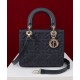 Replica perfetta Borsa media Dior Lady Dior Blu Scuro Imitazione Outlet Online