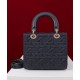 Replica perfetta Borsa media Dior Lady Dior Blu Scuro Imitazione Outlet Online