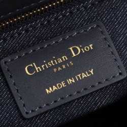 Replica perfetta Borsa media Dior Lady Dior Blu Scuro Imitazione Outlet Online