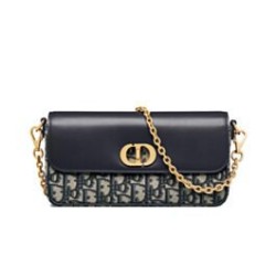 Miglior Falso Mini borsa Dior 30 Montaigne Avenue East-West Double Carry Blu scuro Economiche Premium